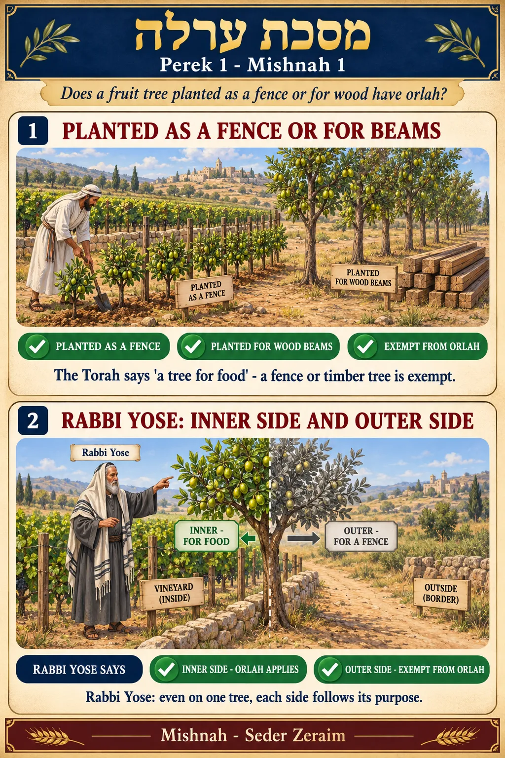 Infographic for Orlah 1:1: TREES NOT PLANTED FOR FOOD