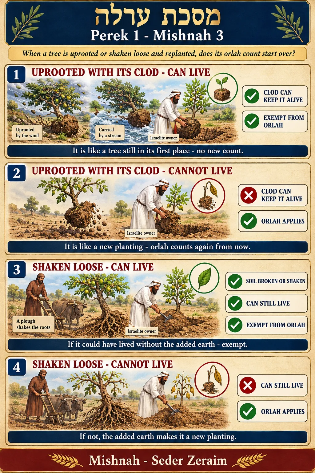 Infographic for Orlah 1:3: AN UPROOTED TREE REPLANTED