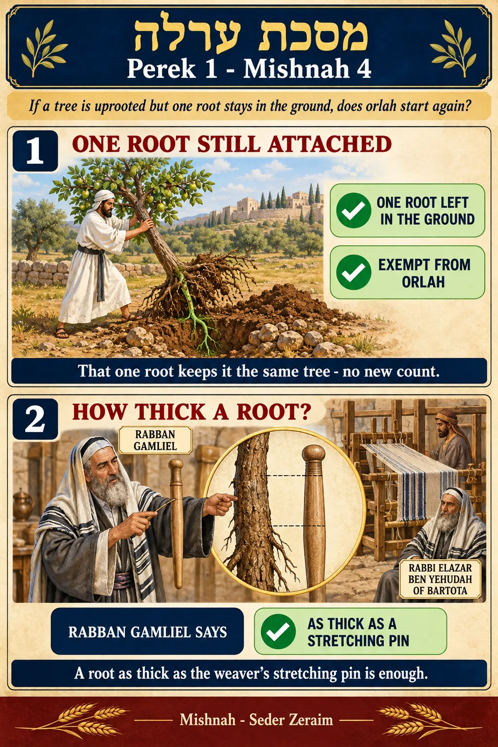 Infographic for Orlah 1:4: ONE ROOT LEFT IN THE GROUND