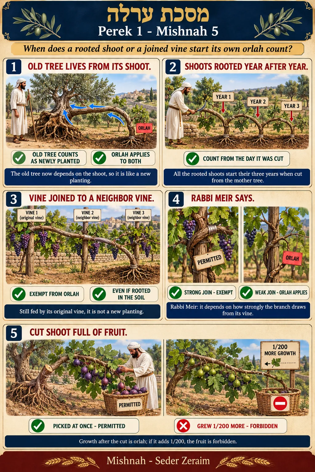 Infographic for Orlah 1:5: AN UPROOTED TREE AND ITS ROOTED SHOOTS