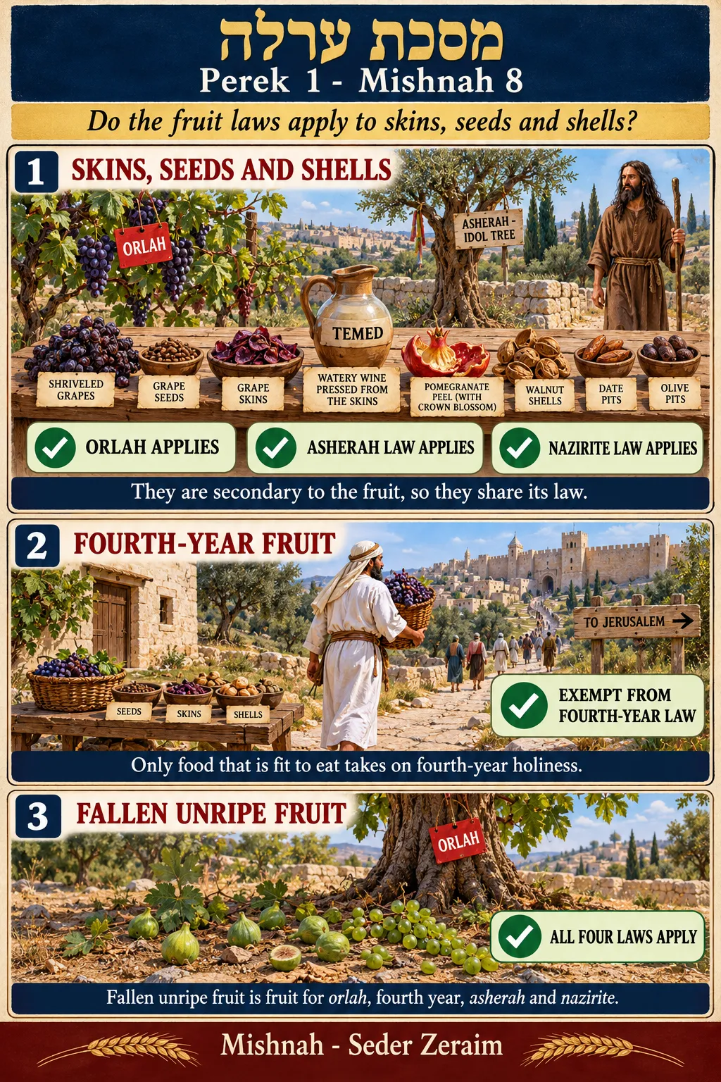 Infographic for Orlah 1:8: SKINS, SEEDS AND SHELLS