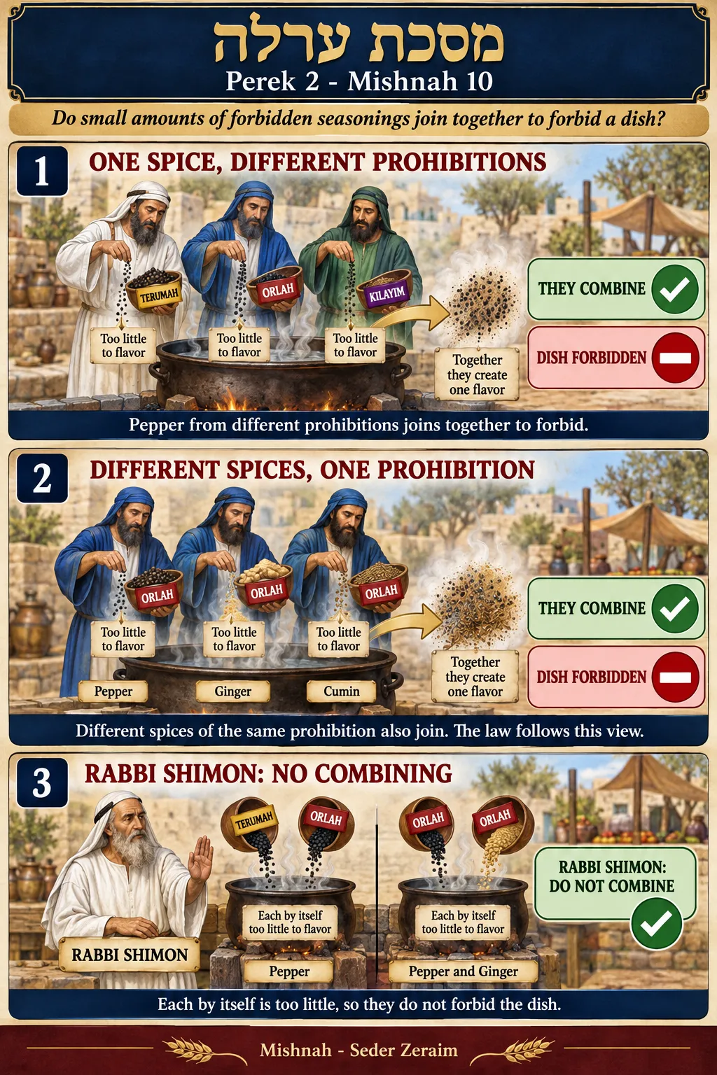 Infographic for Orlah 2:10: SEASONINGS COMBINE