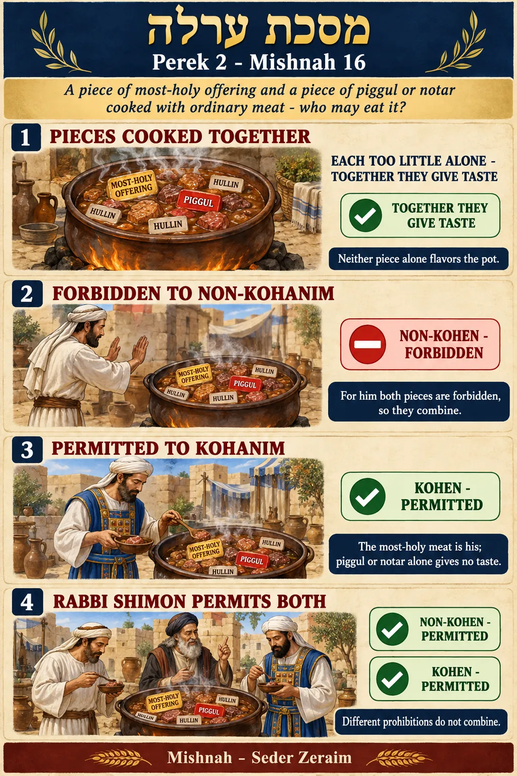 Infographic for Orlah 2:16: HOLY AND FORBIDDEN MEAT IN ONE POT