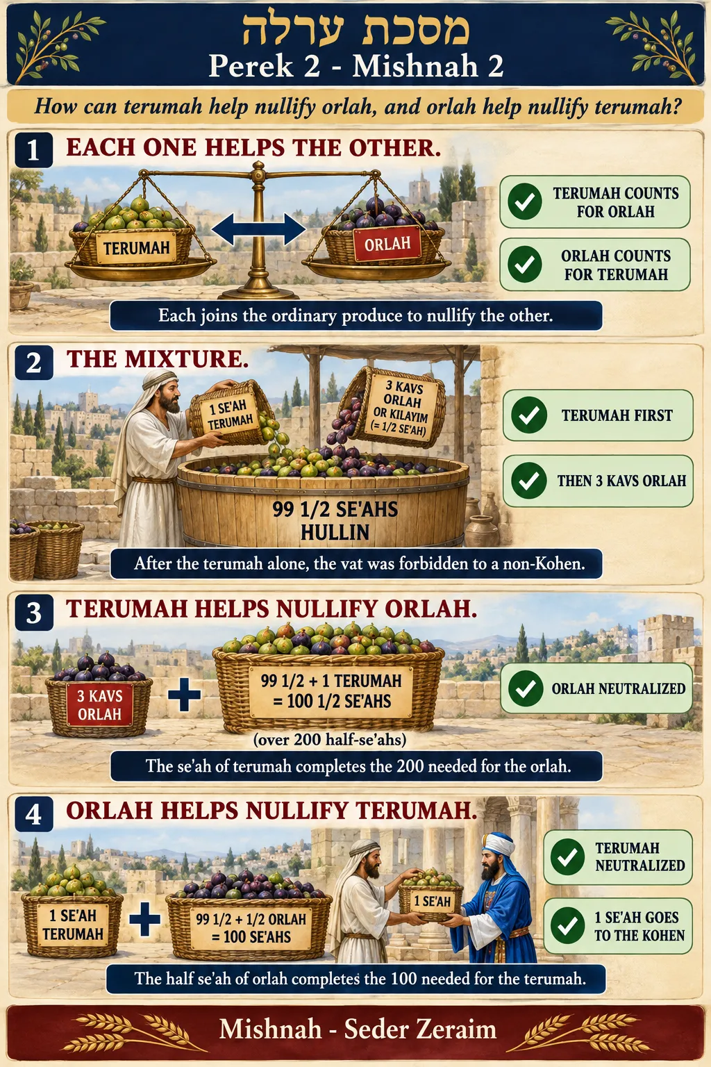 Infographic for Orlah 2:2: TERUMAH AND ORLAH HELP EACH OTHER