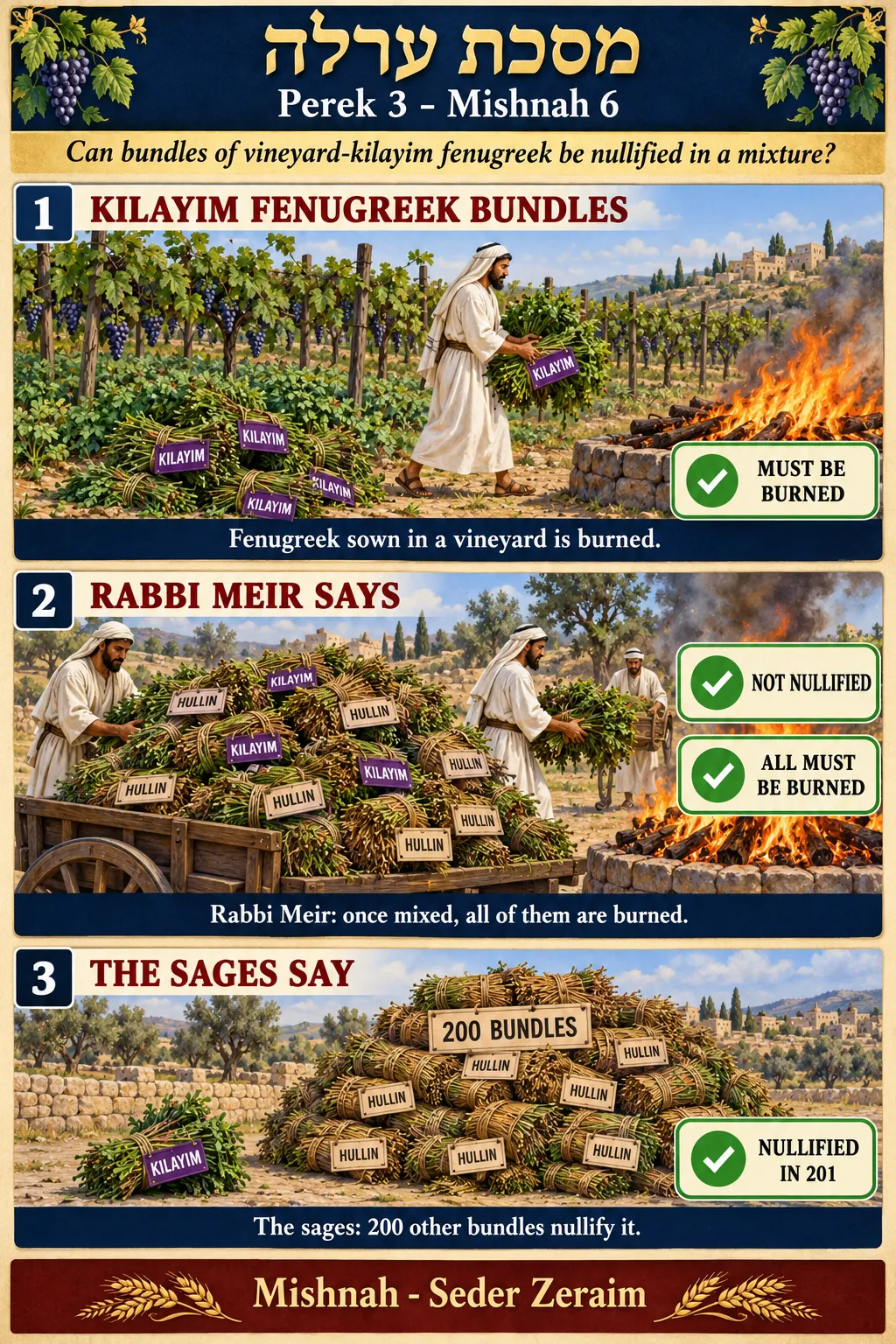 Infographic for Orlah 3:6: KILAYIM FENUGREEK BUNDLES