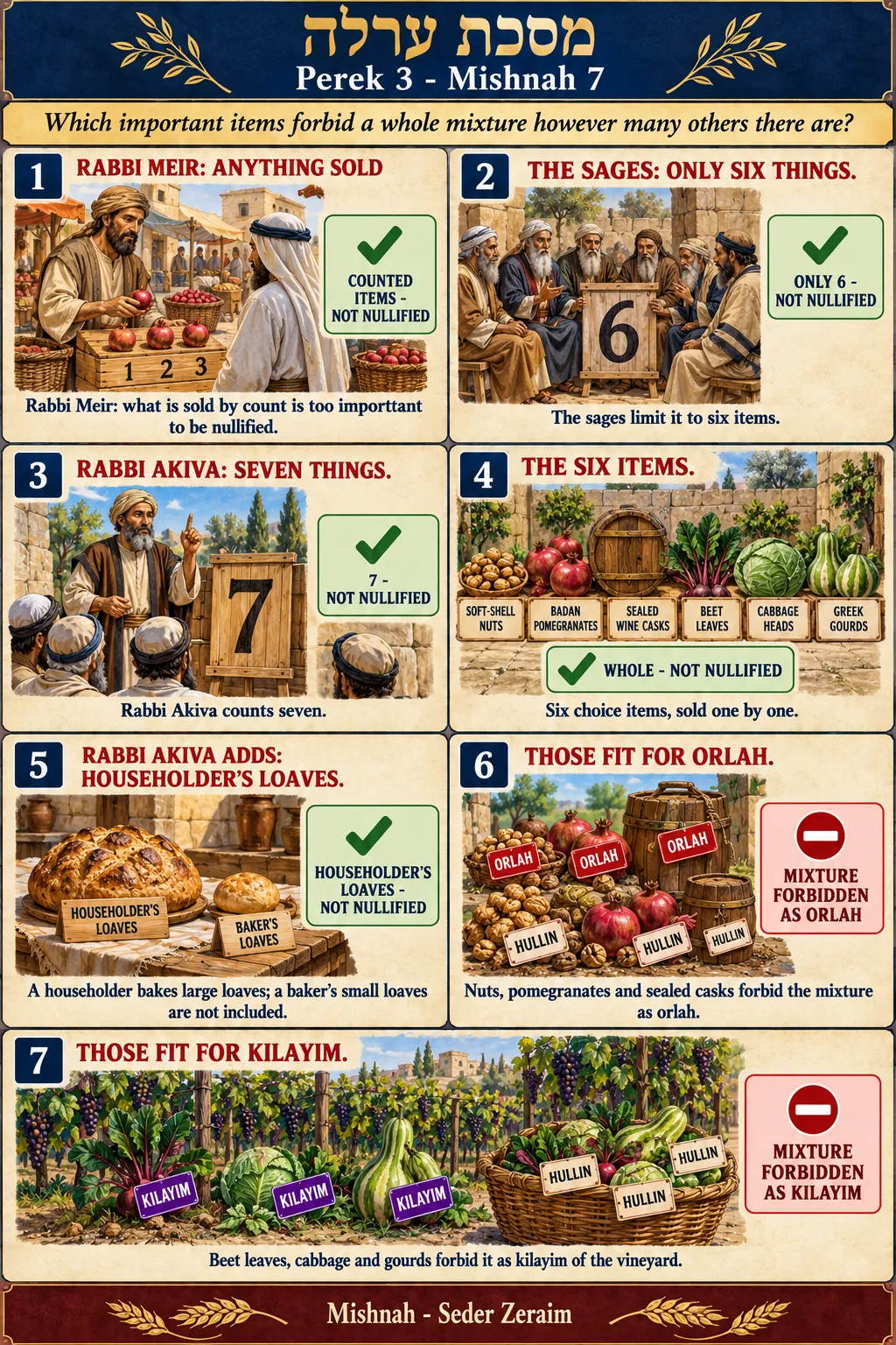 Infographic for Orlah 3:7: ITEMS THAT ARE NOT NULLIFIED