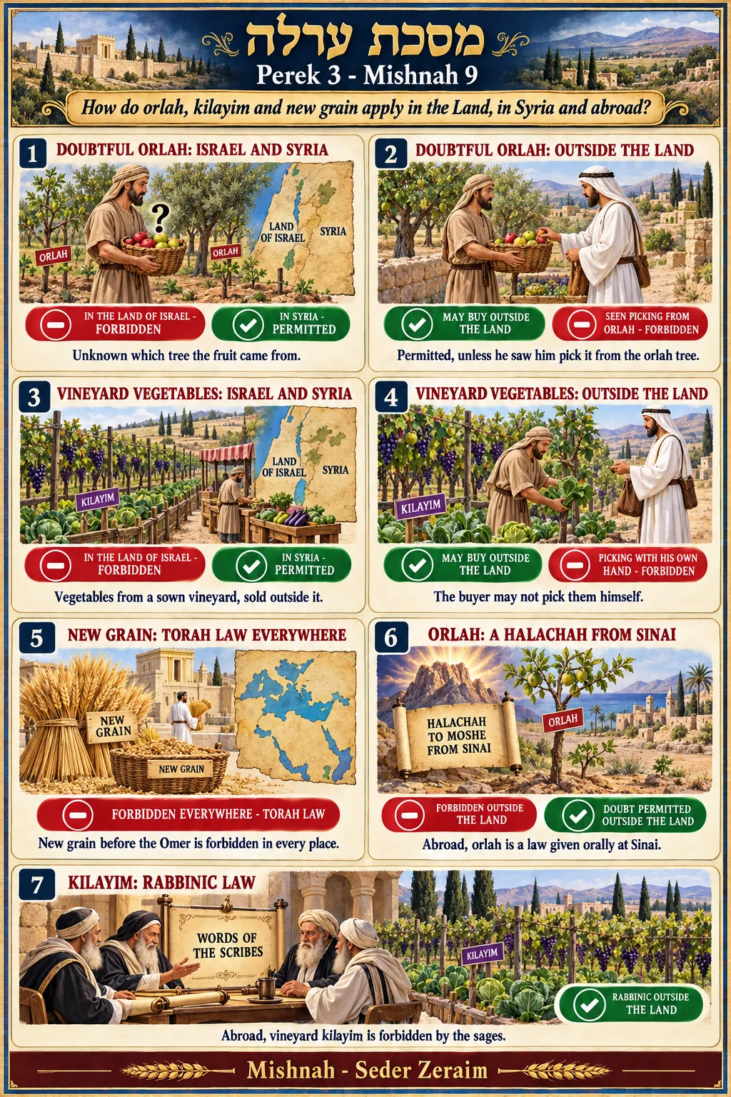 Infographic for Orlah 3:9: DOUBTS AND OUTSIDE THE LAND