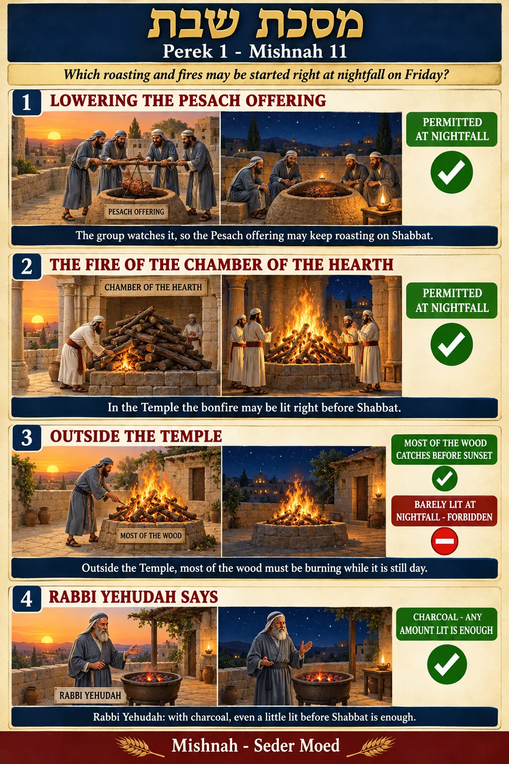 Infographic for Shabbos 1:11: THE PESACH OFFERING AND THE TEMPLE FIRE