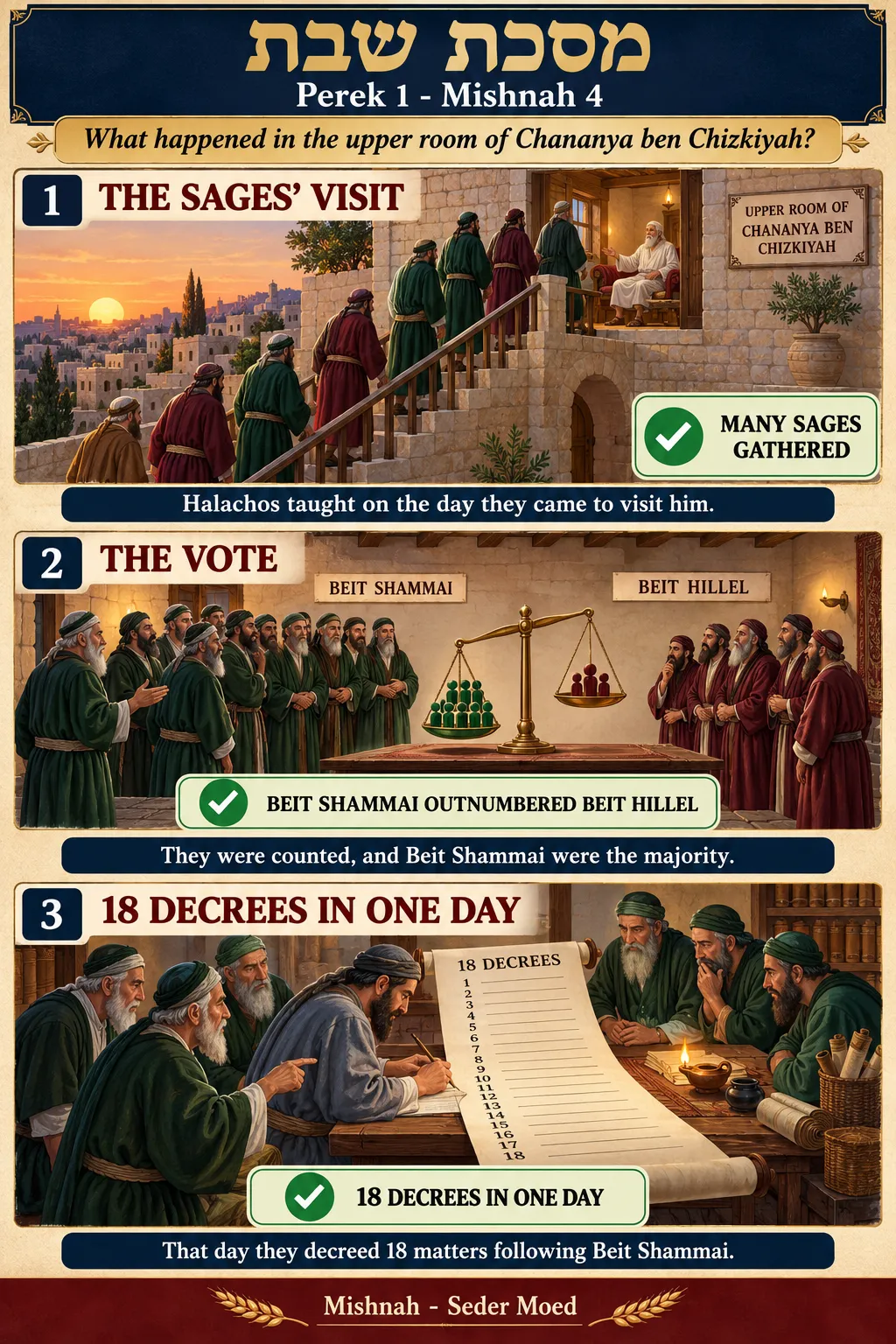 Infographic for Shabbos 1:4: THE EIGHTEEN DECREES
