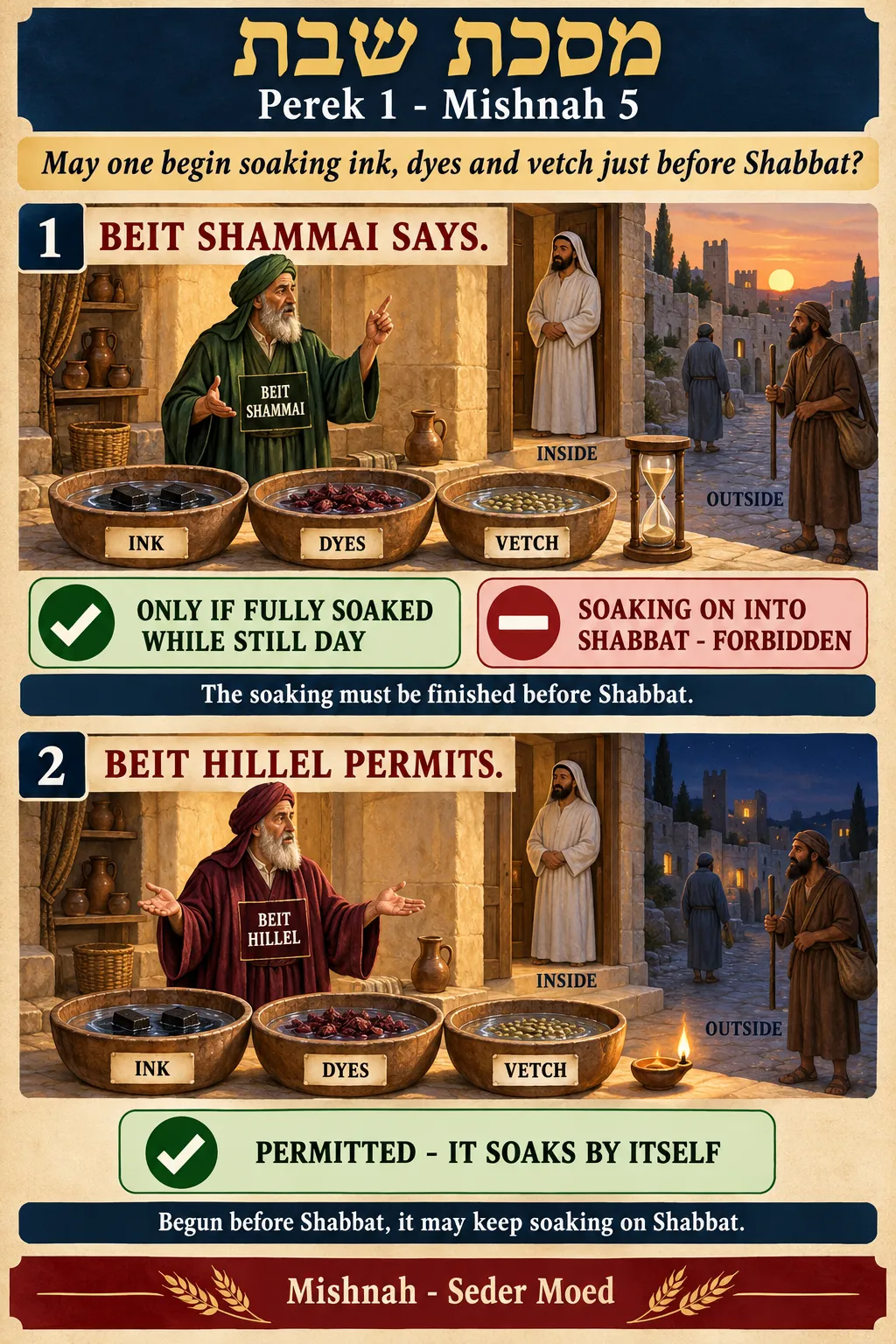 Infographic for Shabbos 1:5: SOAKING BEFORE SHABBAT