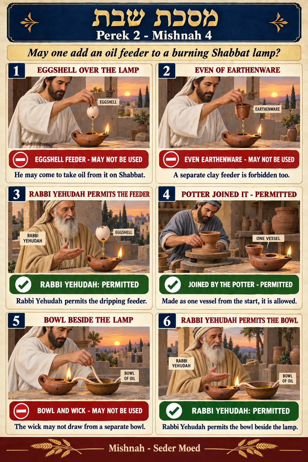 Infographic for Shabbos 2:4: OIL FEEDERS FOR THE LAMP