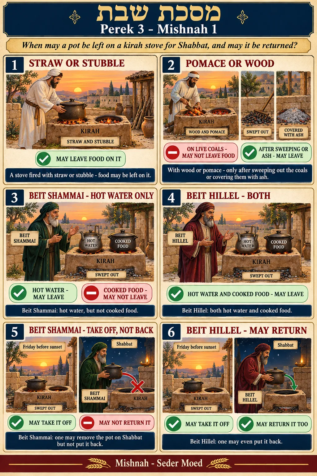 Infographic for Shabbos 3:1: FOOD ON THE KIRAH STOVE