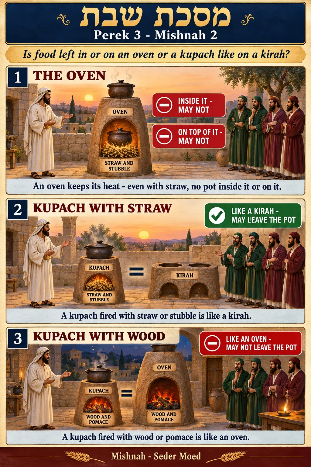 Infographic for Shabbos 3:2: THE OVEN AND THE KUPACH