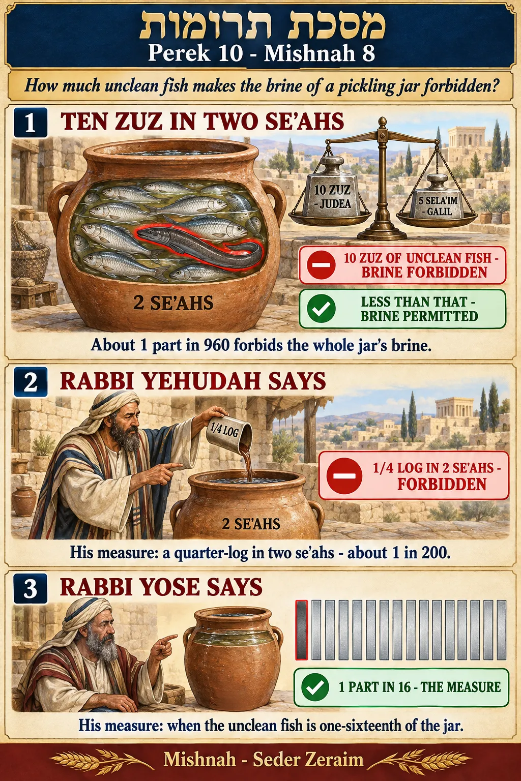 Infographic for Terumos 10:8: UNCLEAN FISH IN THE PICKLING JAR