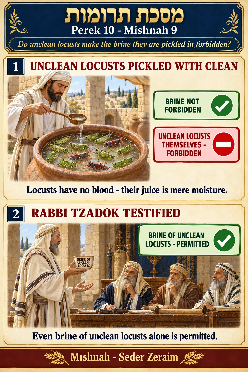 Infographic for Terumos 10:9: UNCLEAN LOCUSTS IN THE BRINE
