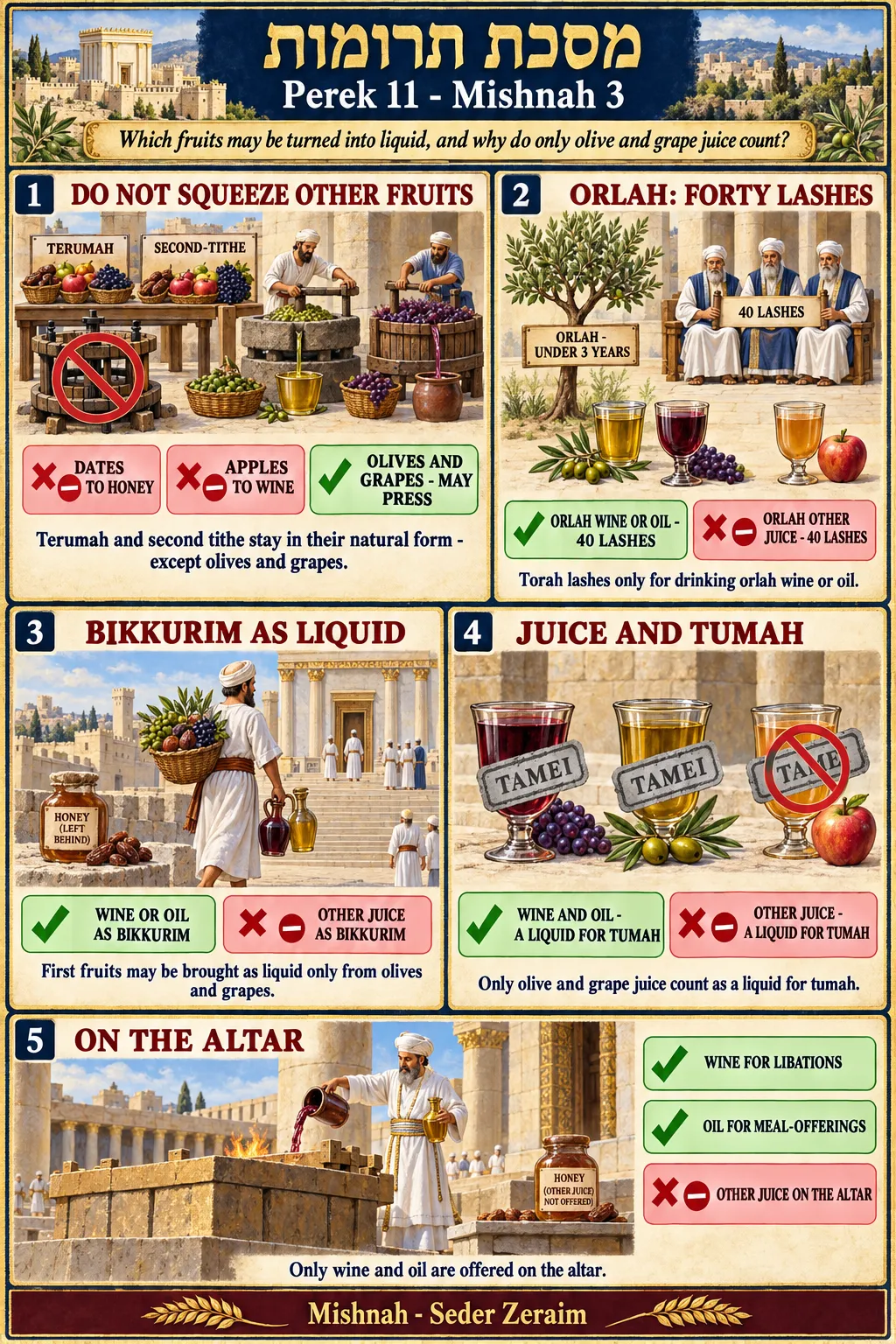 Infographic for Terumos 11:3: ONLY OLIVES AND GRAPES