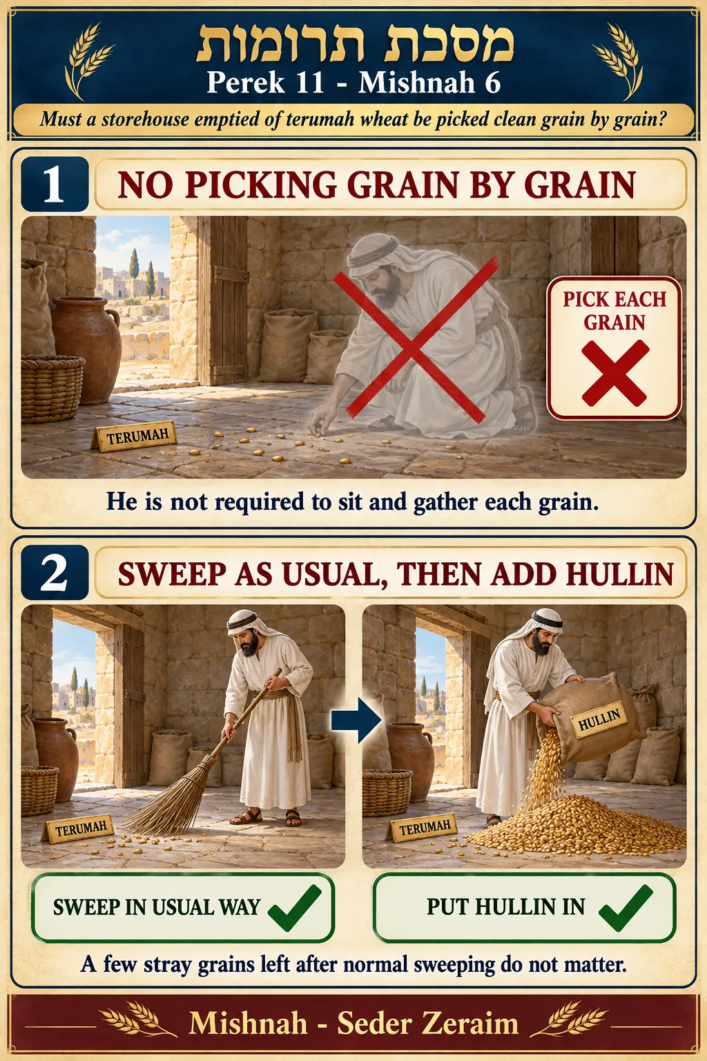Infographic for Terumos 11:6: LEFTOVER TERUMAH GRAINS