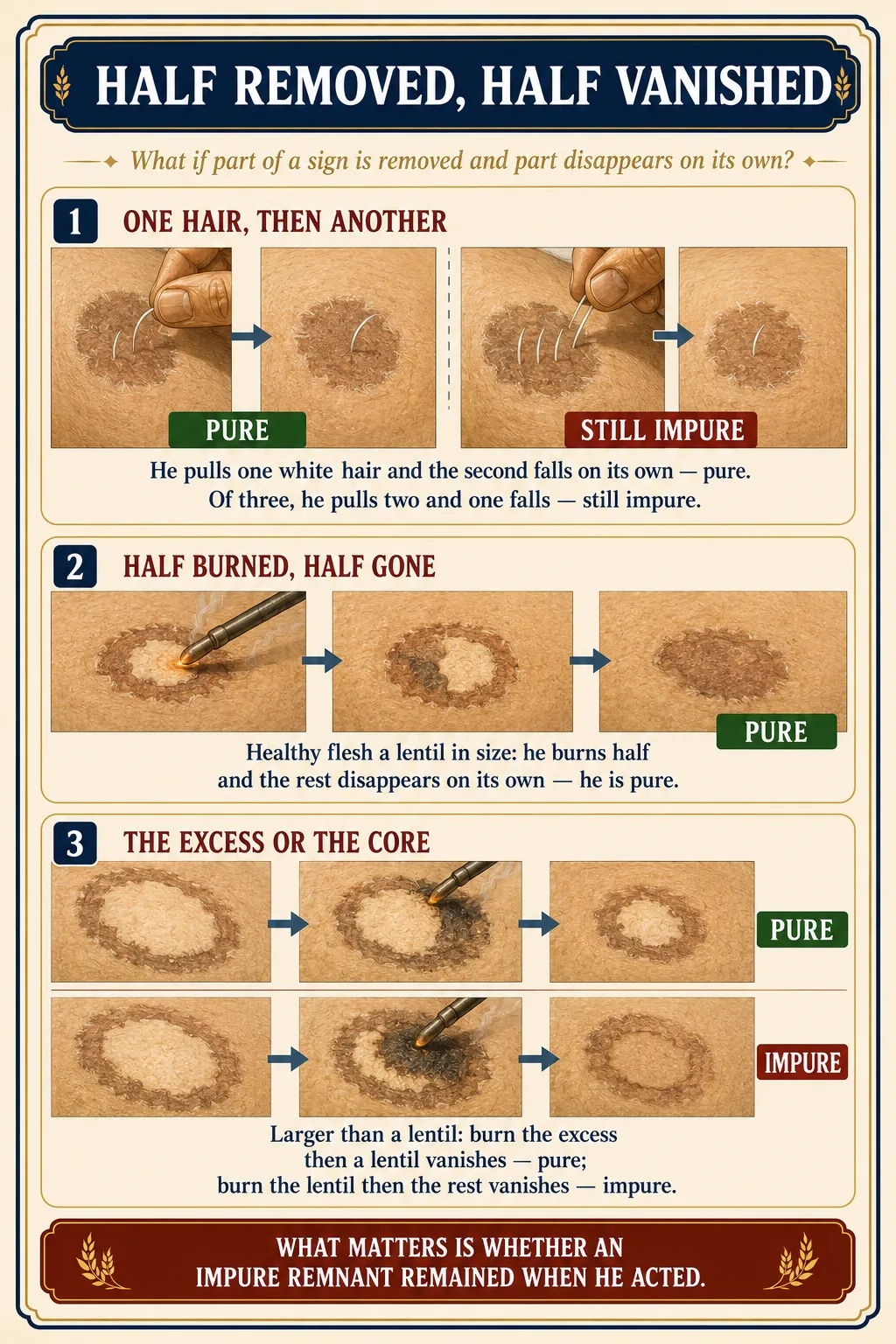 Infographic for halacha 10:4: HALF REMOVED, HALF VANISHED — What if part of a sign is removed and part disappears on its own?