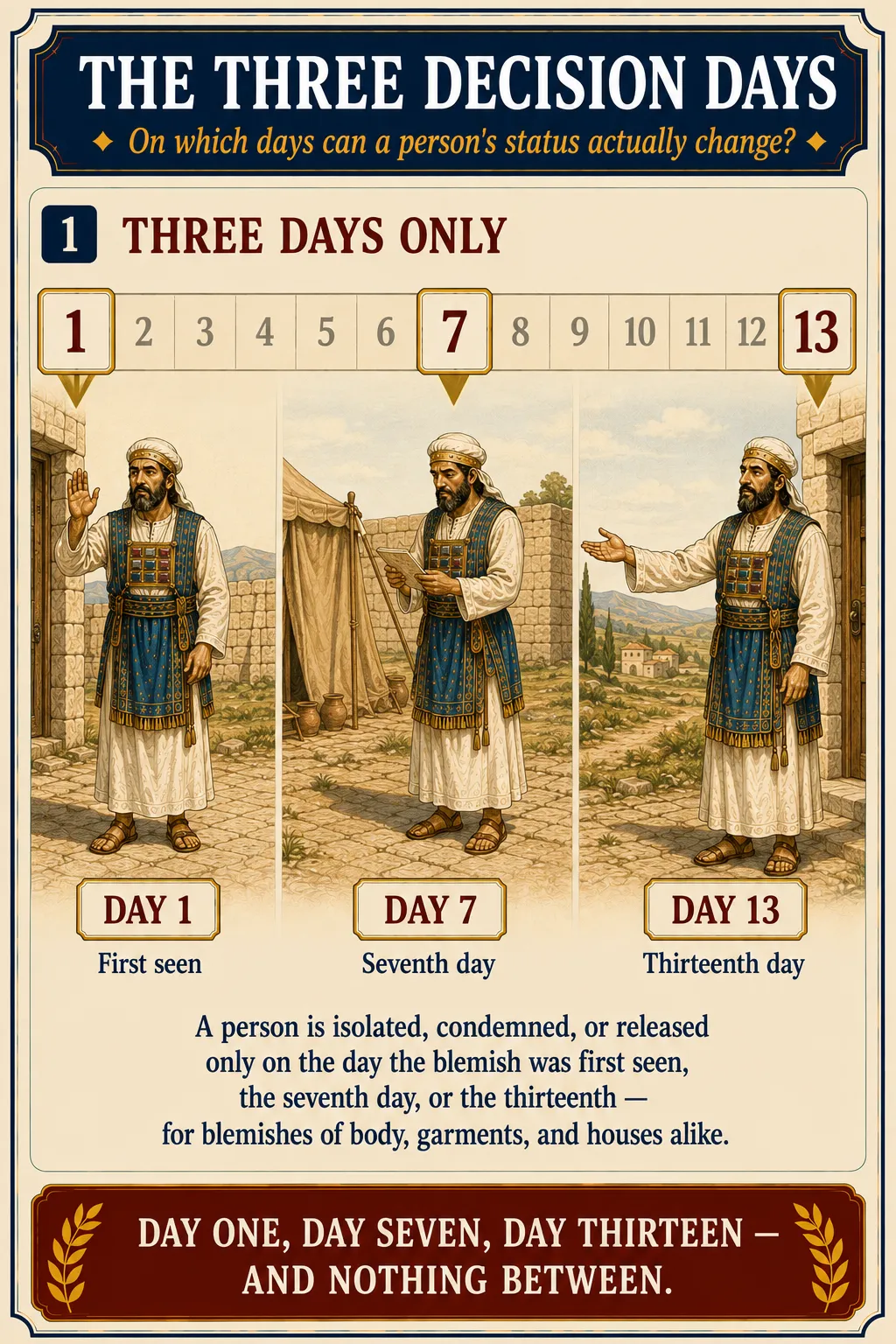 Infographic for halacha 9:9: THE THREE DECISION DAYS — On which days can a person's status actually change?
